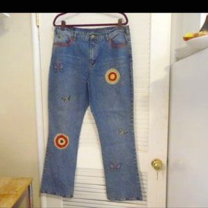 DG2 by Diane Gilman Embellished Boot-Cut Denim Jeans Size 16W (36" Waist)